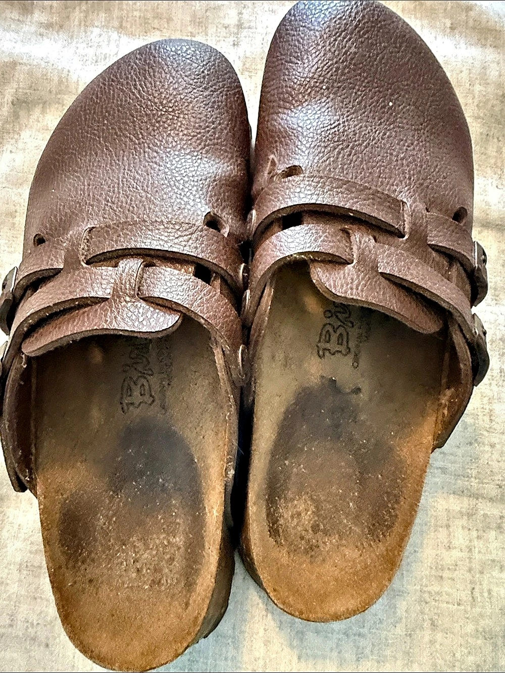 Brown Leather-Look Buckle Sandals